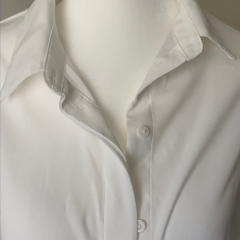 White polyester button up - Picture 2 of 4